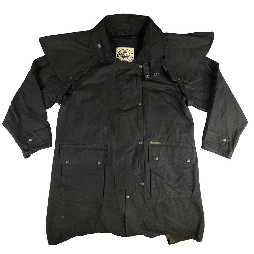 DRIZA-BONE Deluxe Short Riding Coat Jacket Men’s LG Black Made In Australia Vtg